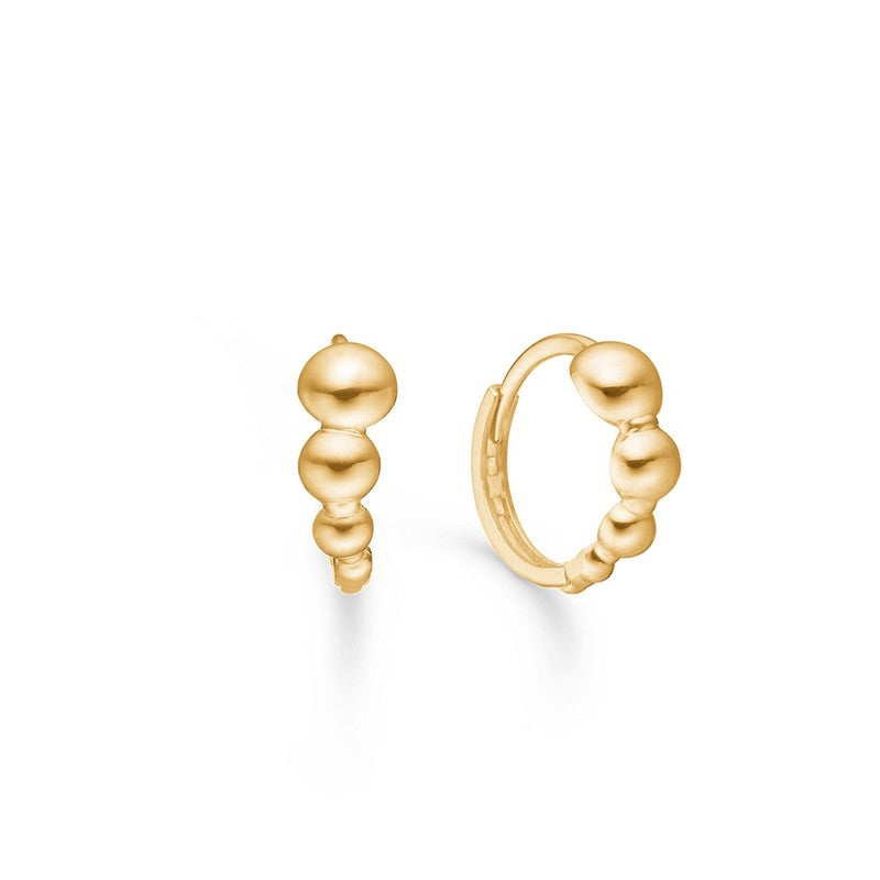 Alba creoler fra Mads Z WHITE LABEL i 8 kt guld med tre kugler, 9 mm.
